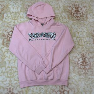 Pink Thrasher Hoodie - Thorns & Roses Script Logo